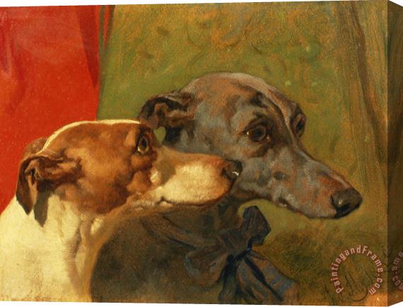 John Frederick Herring Snr The Greyhounds Charley and Jimmy in an Interior Stretched Canvas Print / Canvas Art