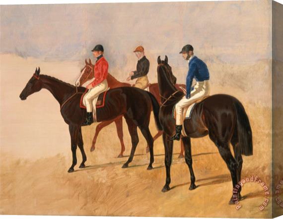 John Frederick Herring Steeplechase Cracks Allen Mcdonough on Brunette, Tom Oliver on Discount, And Jem Mason on Lottery Stretched Canvas Painting / Canvas Art