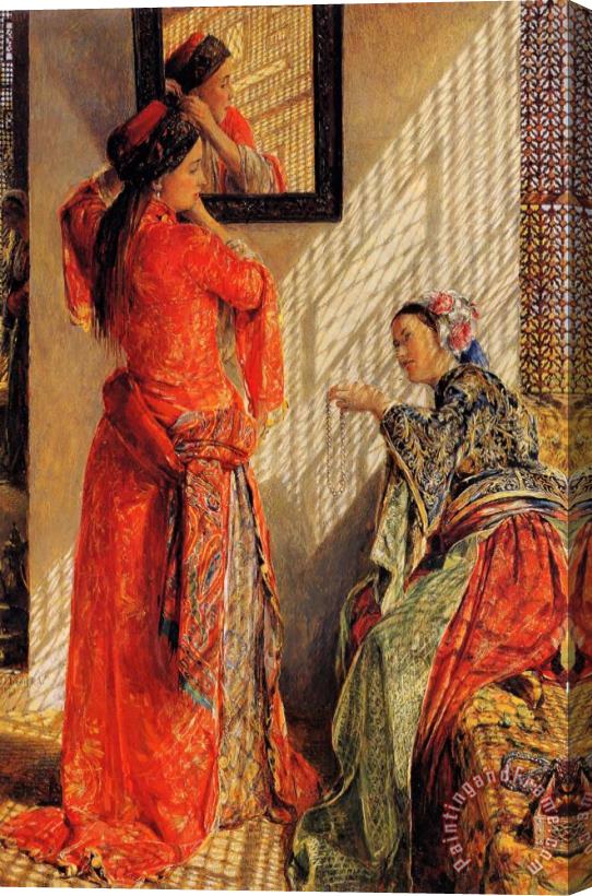 John Frederick Lewis Indoor Gossip, Cairo Stretched Canvas Print / Canvas Art