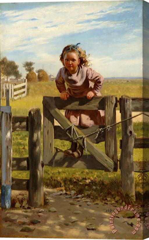 John George Brown Swinging on a Gate Stretched Canvas Print / Canvas Art