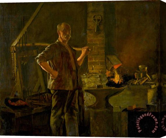 John George Brown The Village Blacksmith Stretched Canvas Print / Canvas Art