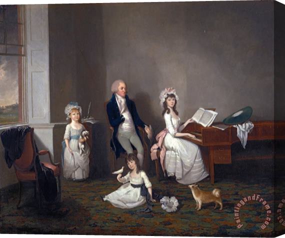John Greenwood John Richard Comyns of Hylands, Essex, with His Daughters Stretched Canvas Print / Canvas Art