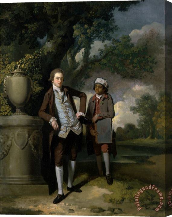 John Hamilton Mortimer A Young Man with His Indian Servant Holding a Portfolio Stretched Canvas Print / Canvas Art
