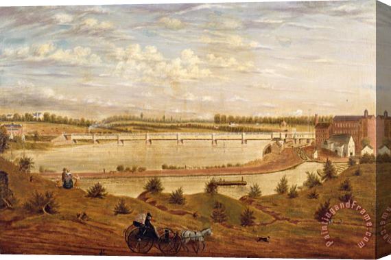 John Jesse Barker View of The New Brunswick Railroad Bridge Stretched Canvas Painting / Canvas Art