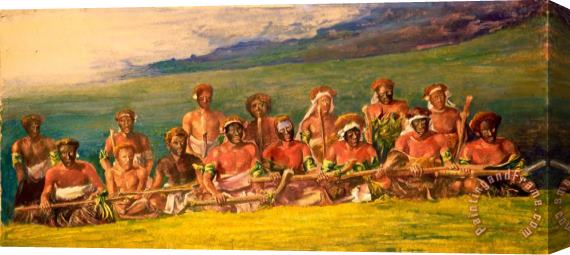 John LaFarge Chiefs And Performers in War Dance, Fiji Stretched Canvas Print / Canvas Art