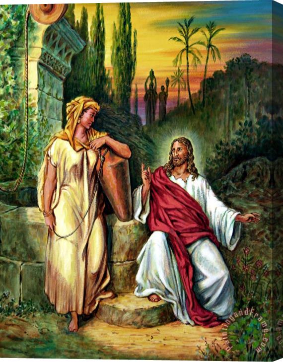 John Lautermilch Jesus and the Woman at the Well Stretched Canvas Print / Canvas Art