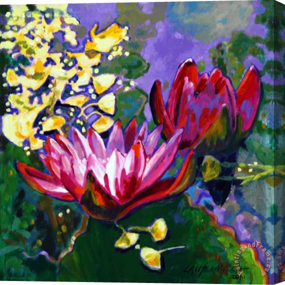 John Lautermilch Leaf Patterns on the Lily Pond Stretched Canvas Painting / Canvas Art