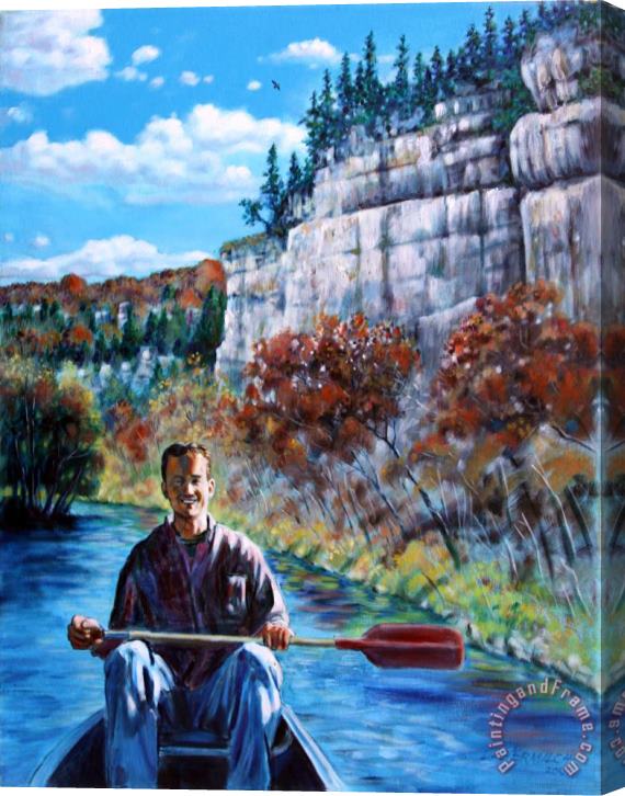 John Lautermilch Mike on Float Trip Stretched Canvas Painting / Canvas Art