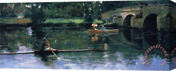 John Lavery The Bridge at Grez Stretched Canvas Painting / Canvas Art