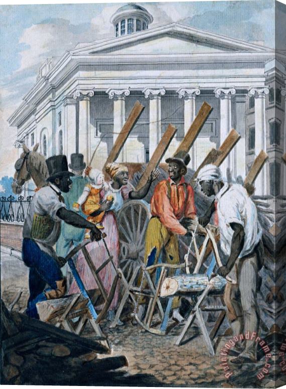 John Lewis Krimmel Black Sawyers Working in Front of The Bank of Pennsylvania Stretched Canvas Painting / Canvas Art