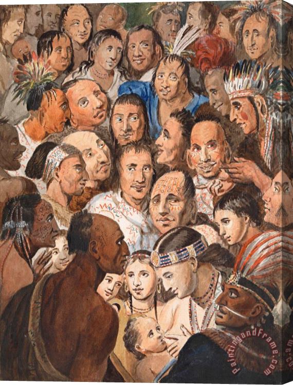 John Lewis Krimmel Tableau of Indian Faces Stretched Canvas Print / Canvas Art