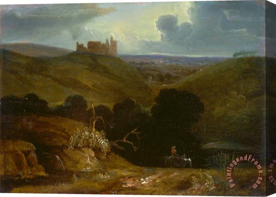 John Martin Landscape with a Castle Stretched Canvas Print / Canvas Art