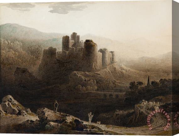 John Martin Moonlight Chepstow Castle Stretched Canvas Painting / Canvas Art