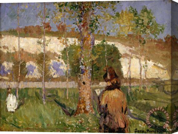 John Peter Russell Madame Sisley on The Banks of The Loing at Moret Stretched Canvas Print / Canvas Art