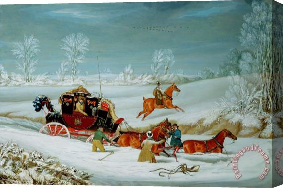 John Pollard Mail Coach in the Snow Stretched Canvas Print / Canvas Art