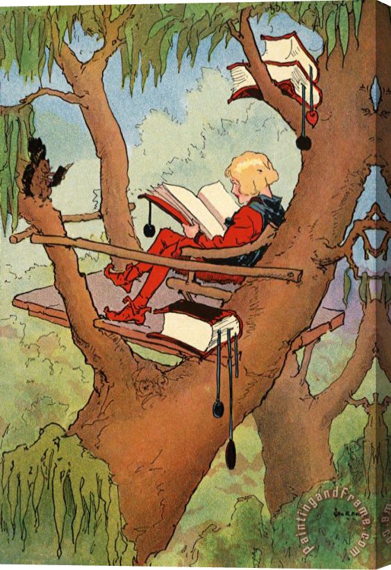 John R. Neill Land of Oz: Prince Inga in His 'tree Top' Rest Stretched Canvas Print / Canvas Art