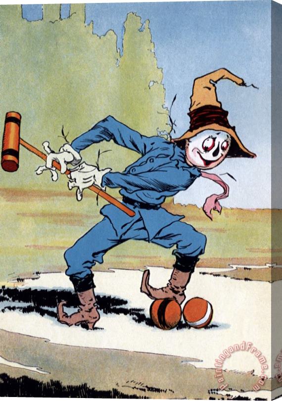 John R. Neill Land of Oz: The Scarecrow Swinging a Croquet Mallet Stretched Canvas Print / Canvas Art