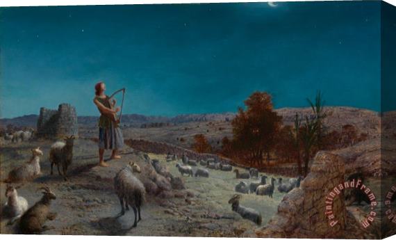 John Rogers Herbert David, The Future King of Israel, While a Shepherd at Bethlehem Stretched Canvas Painting / Canvas Art