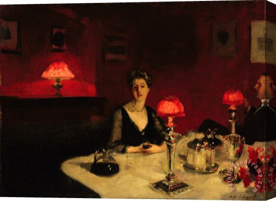 John Singer Sargent Le Verre De Porto (a Dinner Table at Night) Stretched Canvas Print / Canvas Art