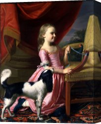 Copley Canvas Prints - Young Lady with a Bird And a Dog by John Singleton Copley