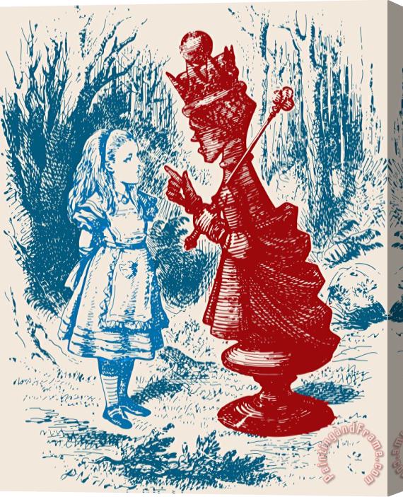 John Tenneil Alice Meeting The Red Queen Stretched Canvas Painting / Canvas Art
