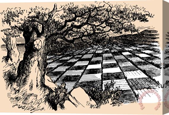 John Tenniel Chessboard Through The Looking Glass Stretched Canvas Print / Canvas Art