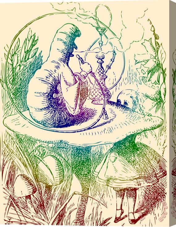 John Tenniel Smoking Caterpillar Alice In Wonderland Stretched Canvas Print / Canvas Art