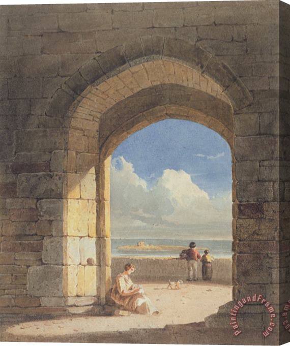 John Varley An Arch at Holy Island - Northumberland Stretched Canvas Painting / Canvas Art