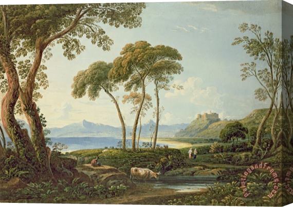 John Varley  Landscape with Harlech Castle Stretched Canvas Print / Canvas Art