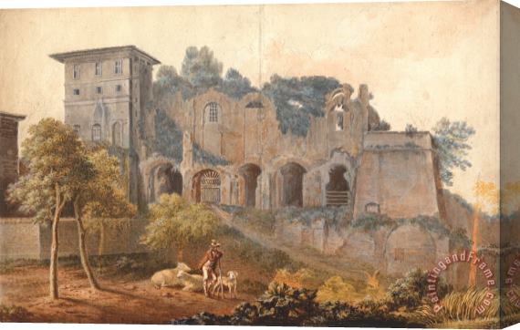 John Warwick Smith In The Camp Vaccinio at Rome Stretched Canvas Painting / Canvas Art