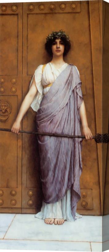 John William Godward At The Gate of The Temple Stretched Canvas Print / Canvas Art