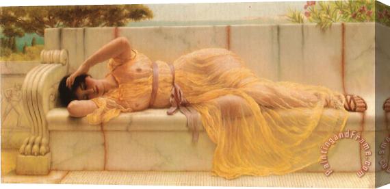 John William Godward Girl in Yellow Drapery Stretched Canvas Print / Canvas Art