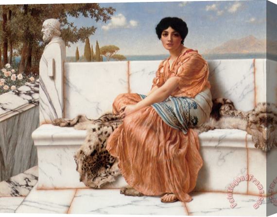 John William Godward In The Days of Sappho Stretched Canvas Print / Canvas Art