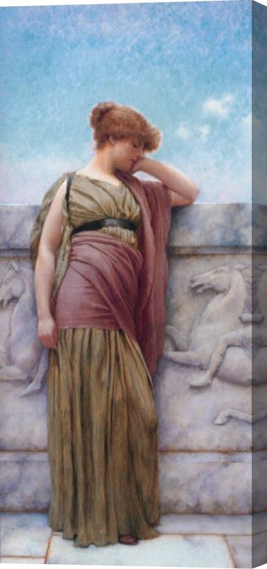 John William Godward Leaning on The Balcony Stretched Canvas Painting / Canvas Art