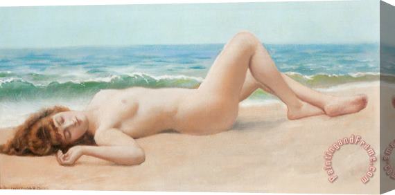 John William Godward Nude on The Beach Stretched Canvas Painting / Canvas Art