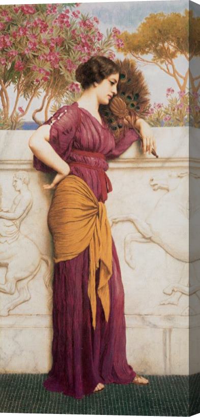 John William Godward The Peacock Fan Stretched Canvas Print / Canvas Art