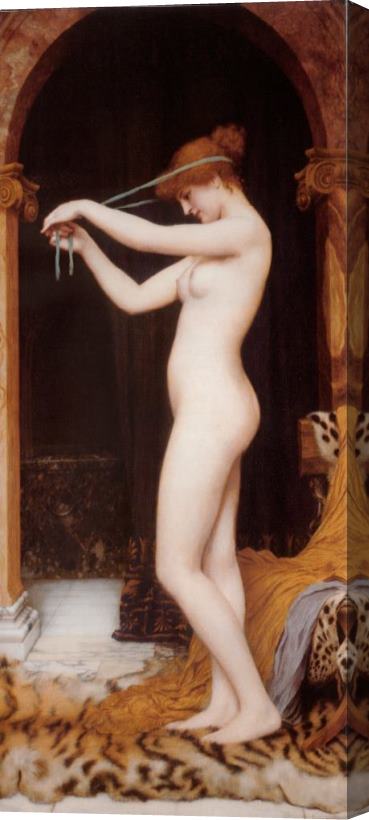 John William Godward Venus Binding Her Hair Stretched Canvas Print / Canvas Art