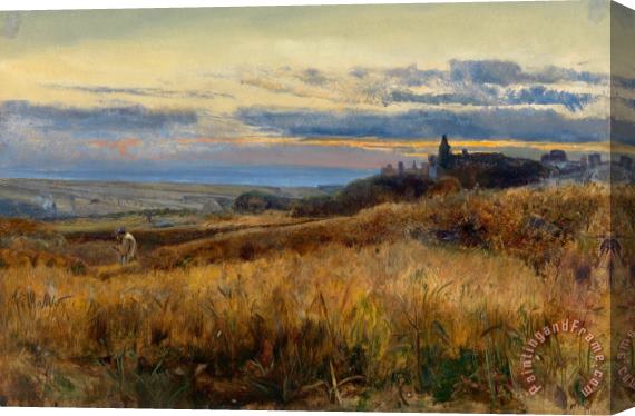 John William Inchbold Cornfield at Sunset Stretched Canvas Painting / Canvas Art