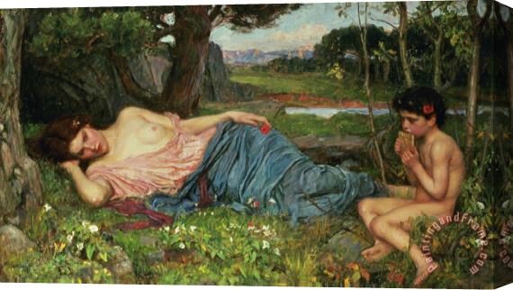 John William Waterhouse Listen to my Sweet Pipings Stretched Canvas Painting / Canvas Art