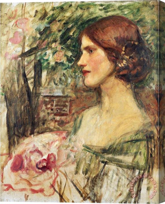 John William Waterhouse Portrait of a Lady in a Green Dress Stretched Canvas Painting / Canvas Art