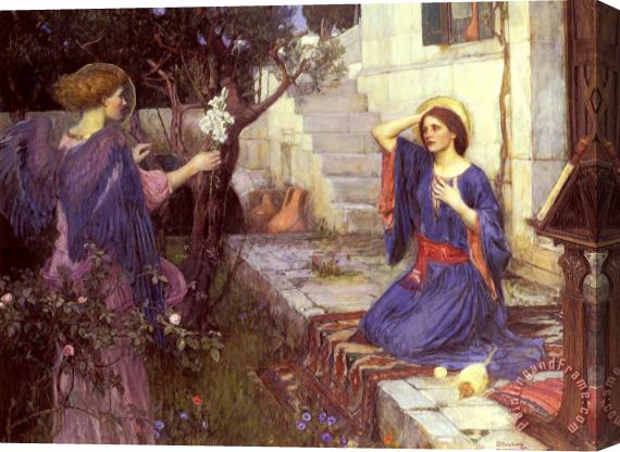 John William Waterhouse The Annunciation Stretched Canvas Print / Canvas Art