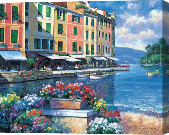 John Zaccheo Reflections Of Portofino Stretched Canvas Print / Canvas Art