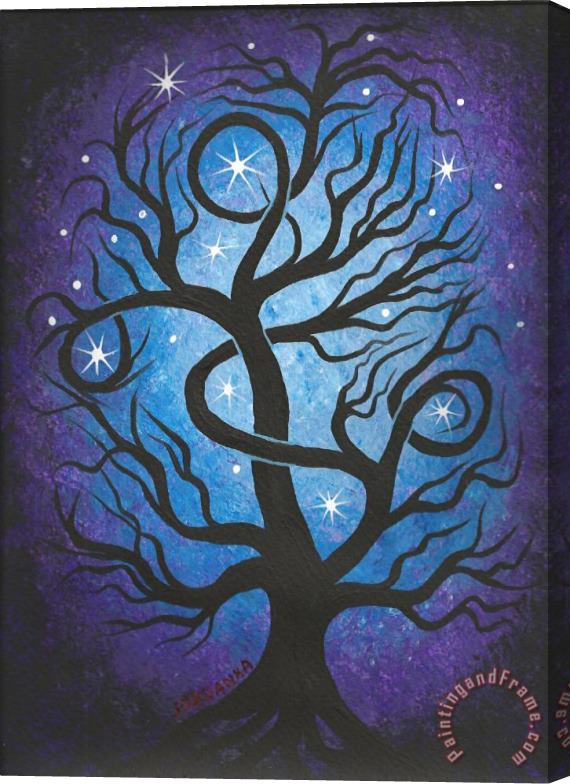 Jordanka Yaretz Blue twisted tree Stretched Canvas Painting / Canvas Art