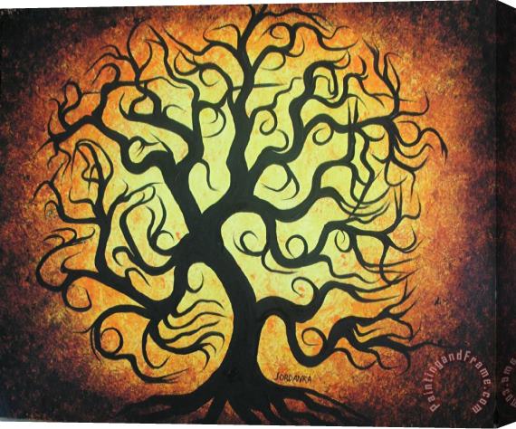 Jordanka Yaretz Curly Autumn Tree Stretched Canvas Print / Canvas Art