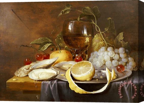 Joris Van Son A Roemer, a Peeled Half Lemon on a Pewter Plate Stretched Canvas Print / Canvas Art