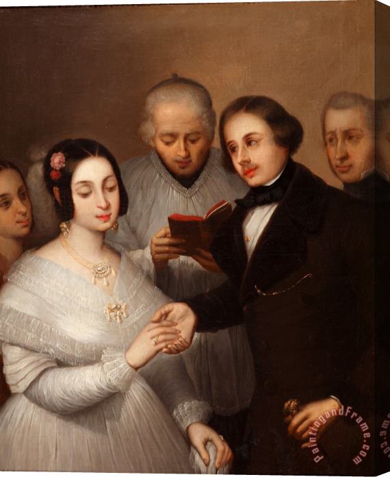 Jose Gutierrez de la Vega  A Wedding in 1830 Stretched Canvas Painting / Canvas Art