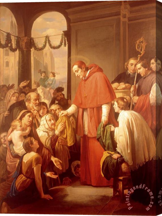 Jose Salome Pina Saint Charles Borromeo Handing Out Alms to The People Stretched Canvas Painting / Canvas Art