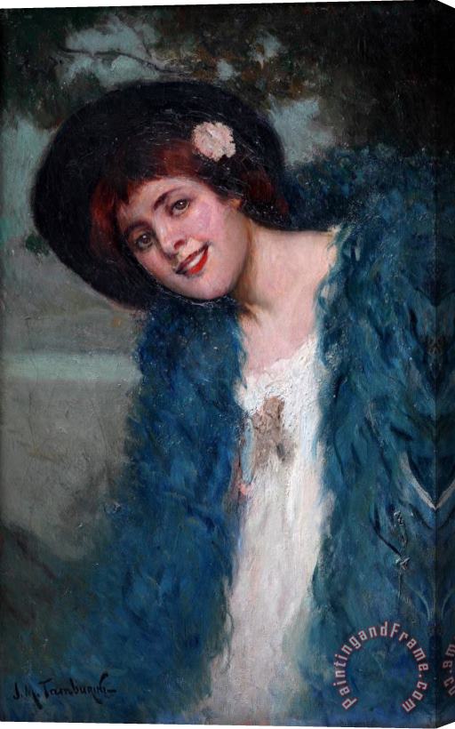 Josep Maria Tamburini Dalmau Parisian Woman Stretched Canvas Painting / Canvas Art