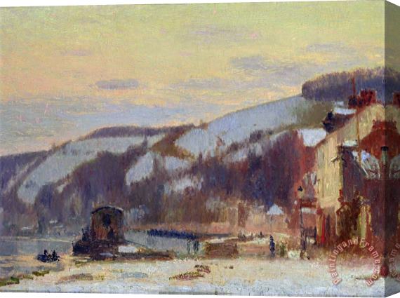 Joseph Delattre Hillside at Croisset under snow Stretched Canvas Print / Canvas Art