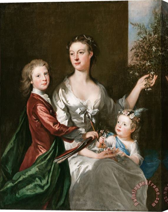 Joseph Highmore The Artist's Wife Susanna, Son Anthony And Daughter Susanna Stretched Canvas Painting / Canvas Art